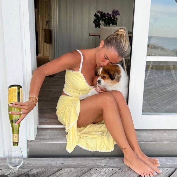 Danielle Guizio Tops - Danielle Guizio Dainty Lace Trim Cami Top In Yellow Coquette